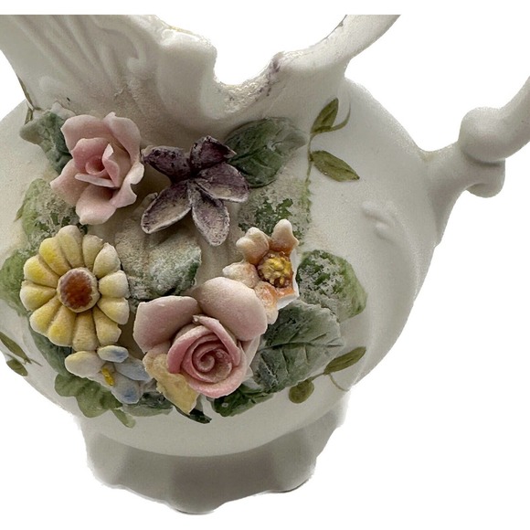 Vintage Lefton China 4.5" Handpainted Creamer/Basin & Decorative Pitcher KW3221 - Picture 6 of 10